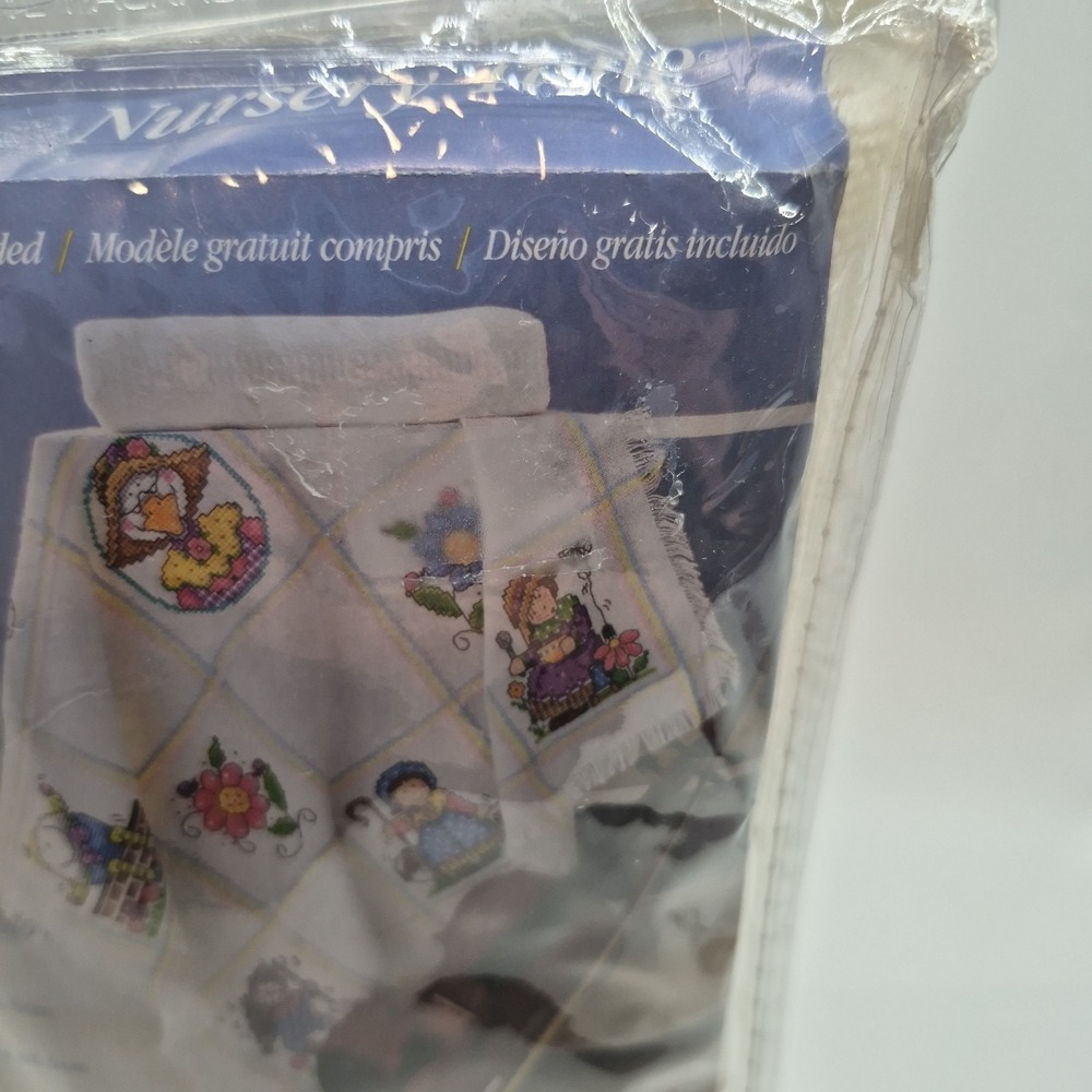 DMC / Charles Craft Off White 14 Count Baby Afghan for Cross Stitch 38" x 38" - Picture 3 of 9